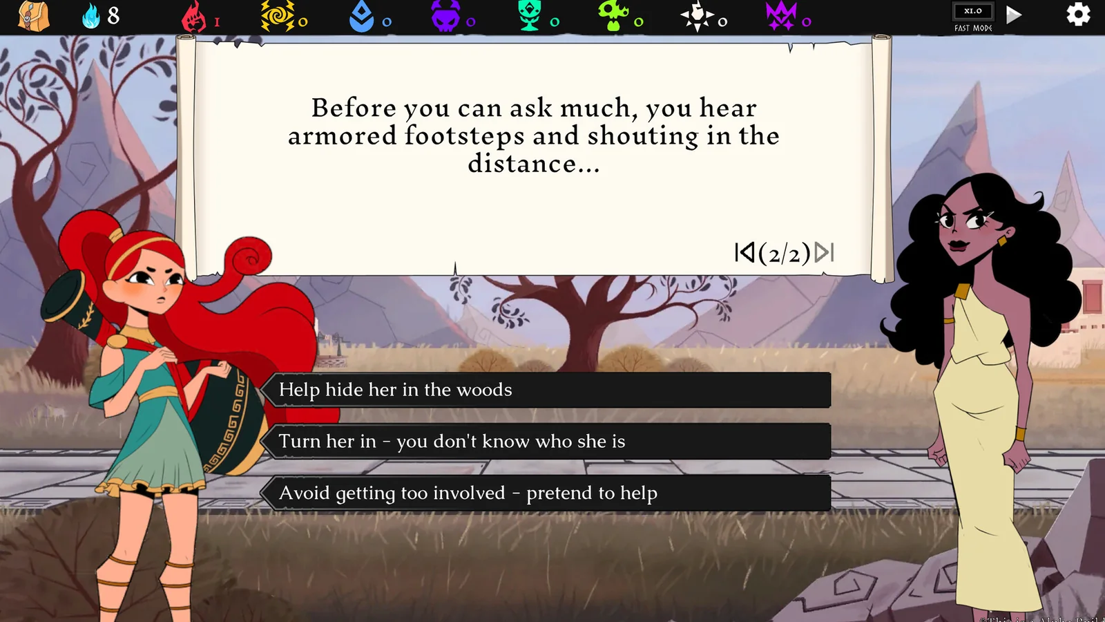 Legacy of Pandora: a dialogue with three choices