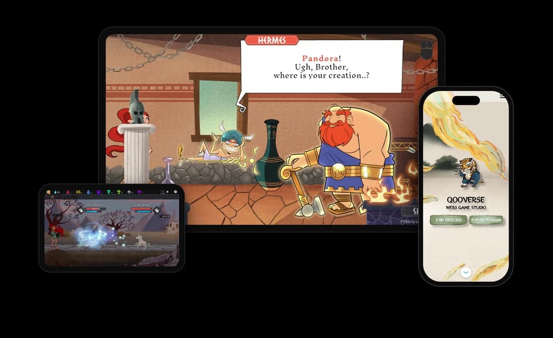 Legacy of Pandora on a tablet and Qooverse on a phone, games we worked on