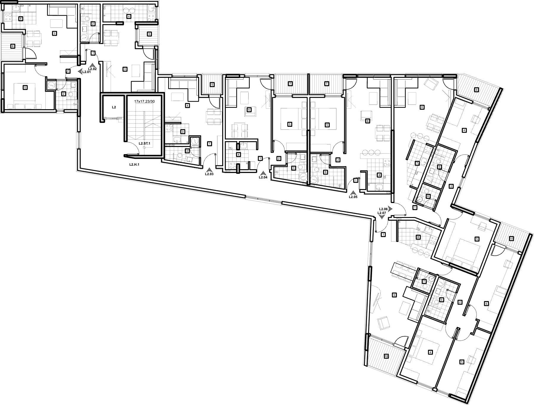 The first floor of B12F Residence with every flat outlined