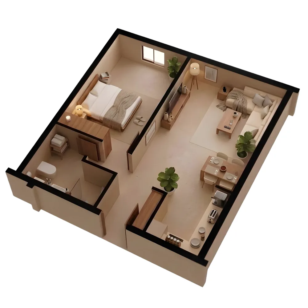 B12F Residence, Flat L1.02: in 3D