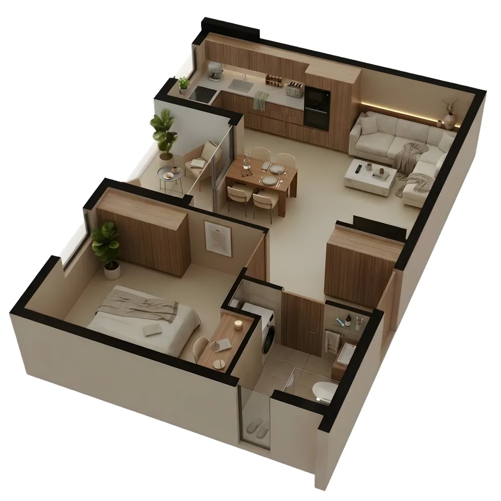 B12F Residence, Flat L2.01: in 3D